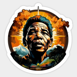 Mandela's Legacy: A Modern Tribute in Color and Light Sticker